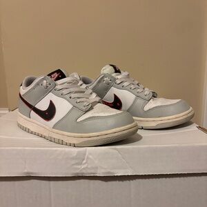 Nike White and Gray Sneakers with Black and Red Accents